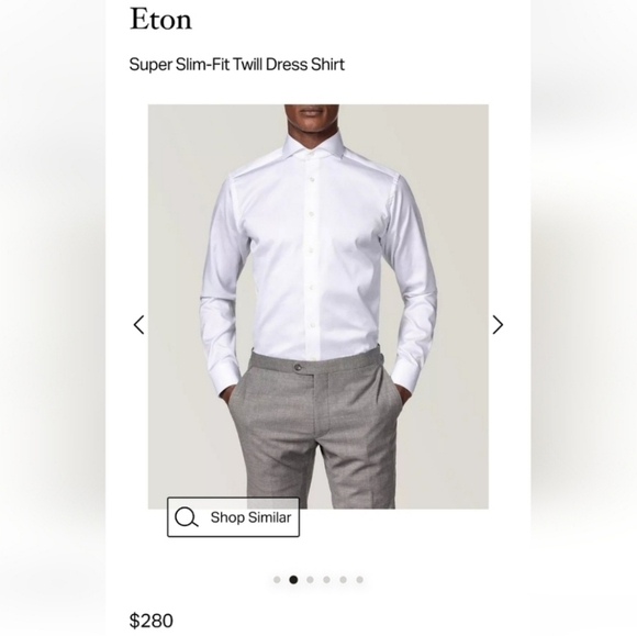 Eton Super Slim Fit Men's Dress Shirt Blue Dots 14.5 - Picture 4 of 16